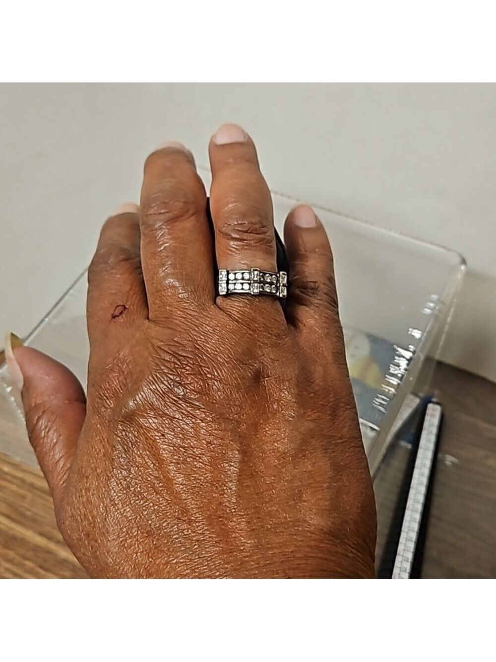 Vintage Sterling & Cz Ring, Size 7 - Picture 3 of 11